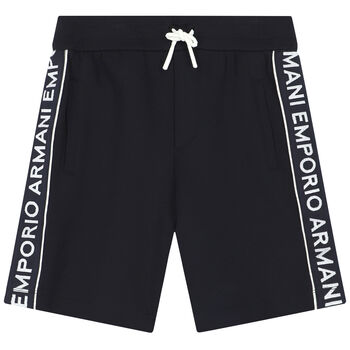 Boys Navy Blue Logo Shorts