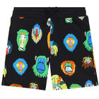 Boys Black Monkey Shorts, 1, hi-res