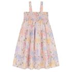 Girls Pink Floral Tiered Dress, 1, hi-res