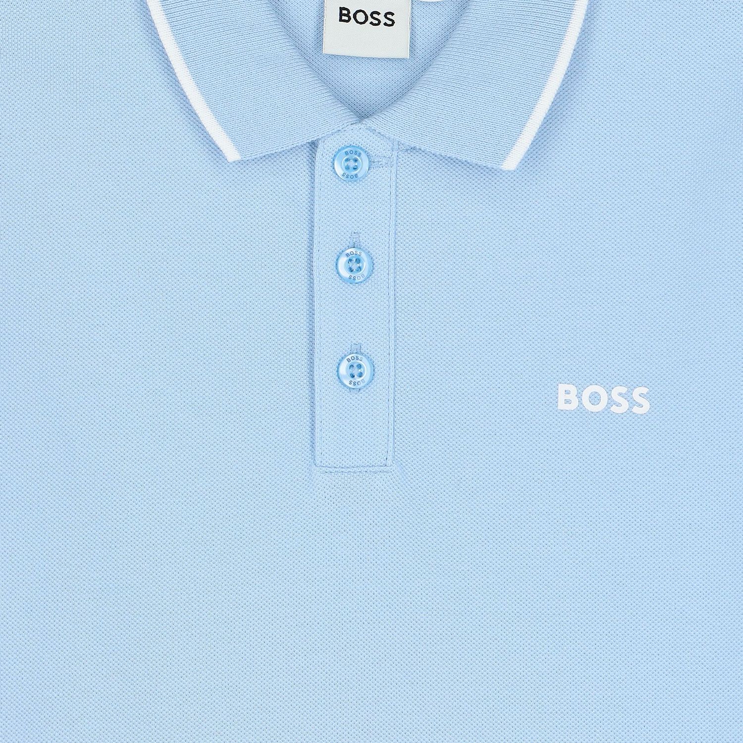Boys Pale Blue Logo Polo Shirt, 2, hi-res