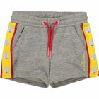 Girls Grey & Yellow Logo Shorts, 1, hi-res