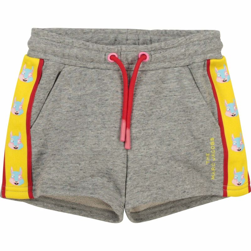 Girls Grey & Yellow Logo Shorts, 1, hi-res image number null