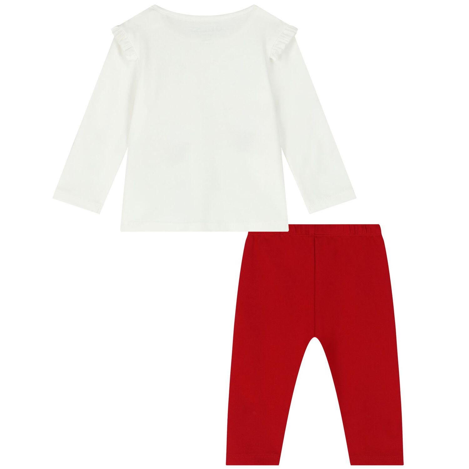 Younger Girls Ivory & Red Trousers Set, 1, hi-res