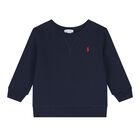 Baby Boys Navy Blue Logo Sweatshirt, 1, hi-res