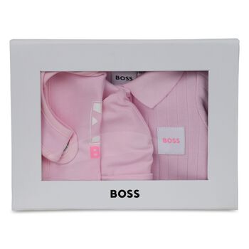Baby Girls Pink Logo Babygrow Gift Set