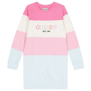Girls Pink Logo Sweatshirt Dress