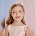 Girls Pink Floral Satin Headband, 1, hi-res