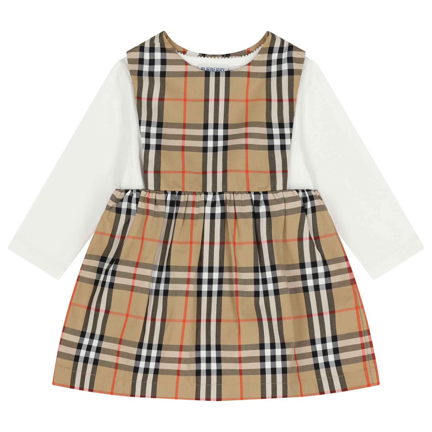 Baby Girls Beige & White Dress Set, 1, hi-res