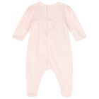 Baby Girls Pink Bow Babygrow, 1, hi-res