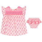 Baby Girls White & Pink Beach Dress Set, 1, hi-res