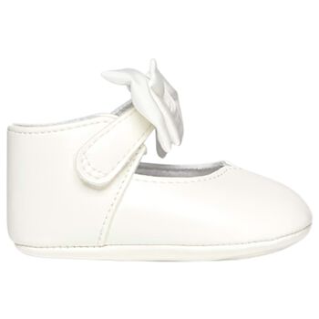 Mayoral Baby Girls Ivory Bow Pre Walker Shoes, 5 Baby Girls Ivory Bow Pre Walker Shoes