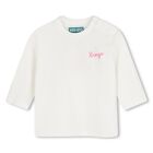 Younger Girls Ivory Floral Logo Long Sleeve Top, 1, hi-res