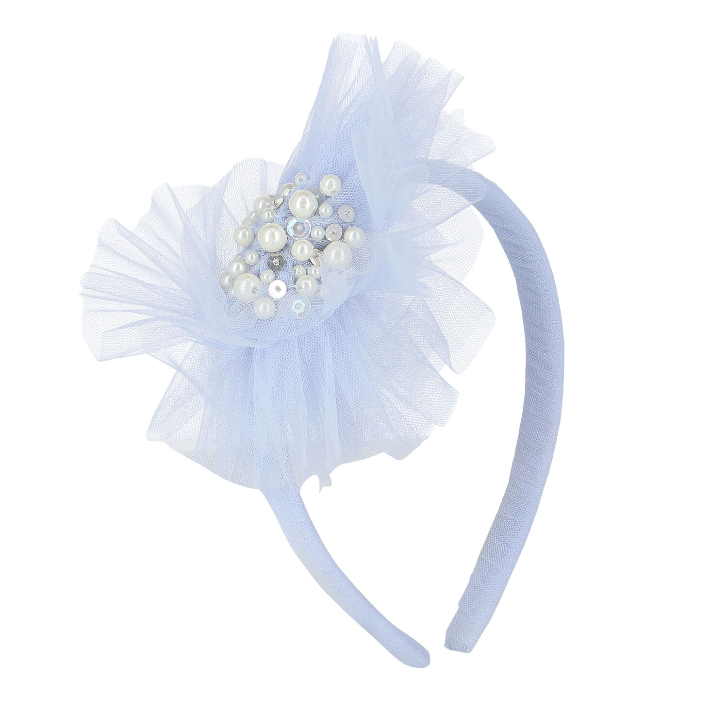 Girls Blue Tulle Headband, 1, hi-res