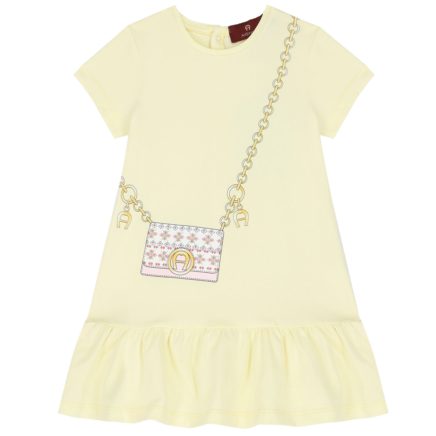 Younger Girls Yellow Logo Bag Dress, 2, hi-res