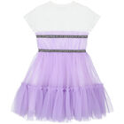 Girls White & Purple Logo Dress, 1, hi-res