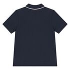 Younger Boys Navy Blue Logo Polo Shirt, 1, hi-res