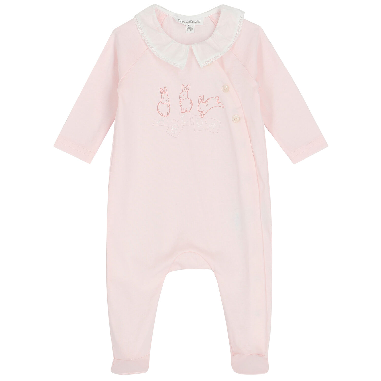 Baby Girls Pink Rabbit Babygrow, 1, hi-res