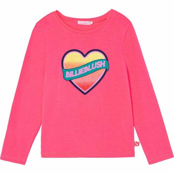 Girls Pink Logo Long Sleeve Top