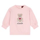 Younger Girls Pink Teddy Bear Logo Sweatshirt, 1, hi-res