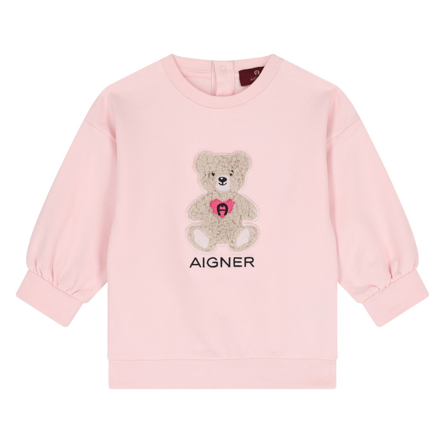 Younger Girls Pink Teddy Bear Logo Sweatshirt, 1, hi-res image number null