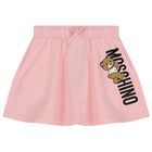 Girls Pink Teddy Bear Logo Skirt, 1, hi-res