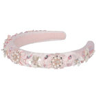 Girls Pink Embellished Floral Headband, 1, hi-res