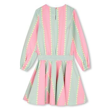 Girls Pink & Green Heart Stripe Dress