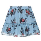 Girls Blue Floral Chiffon Skirt, 1, hi-res