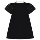 Girls Black Logo Lace Dress, 1, hi-res