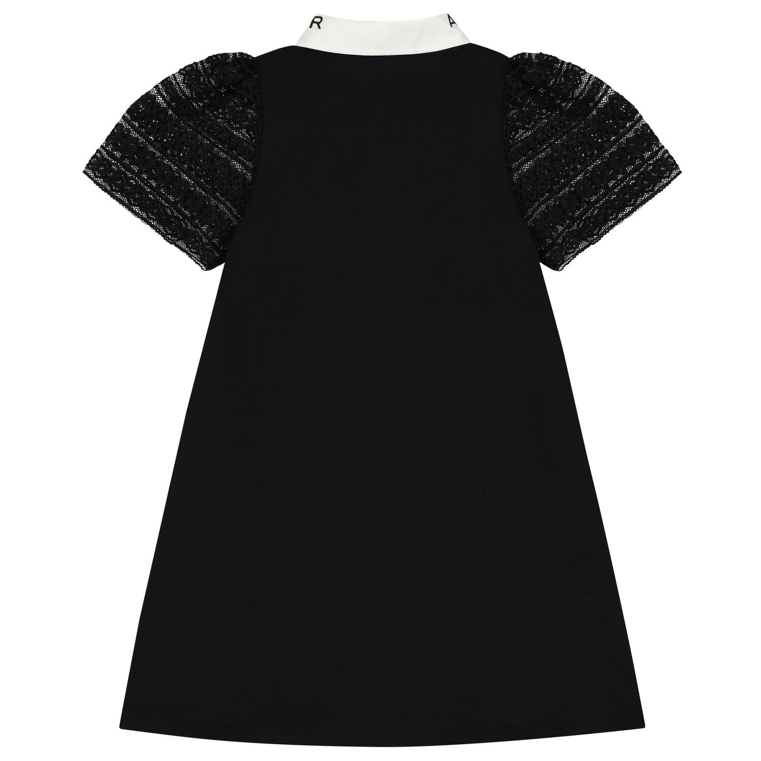 Girls Black Logo Lace Dress, 1, hi-res