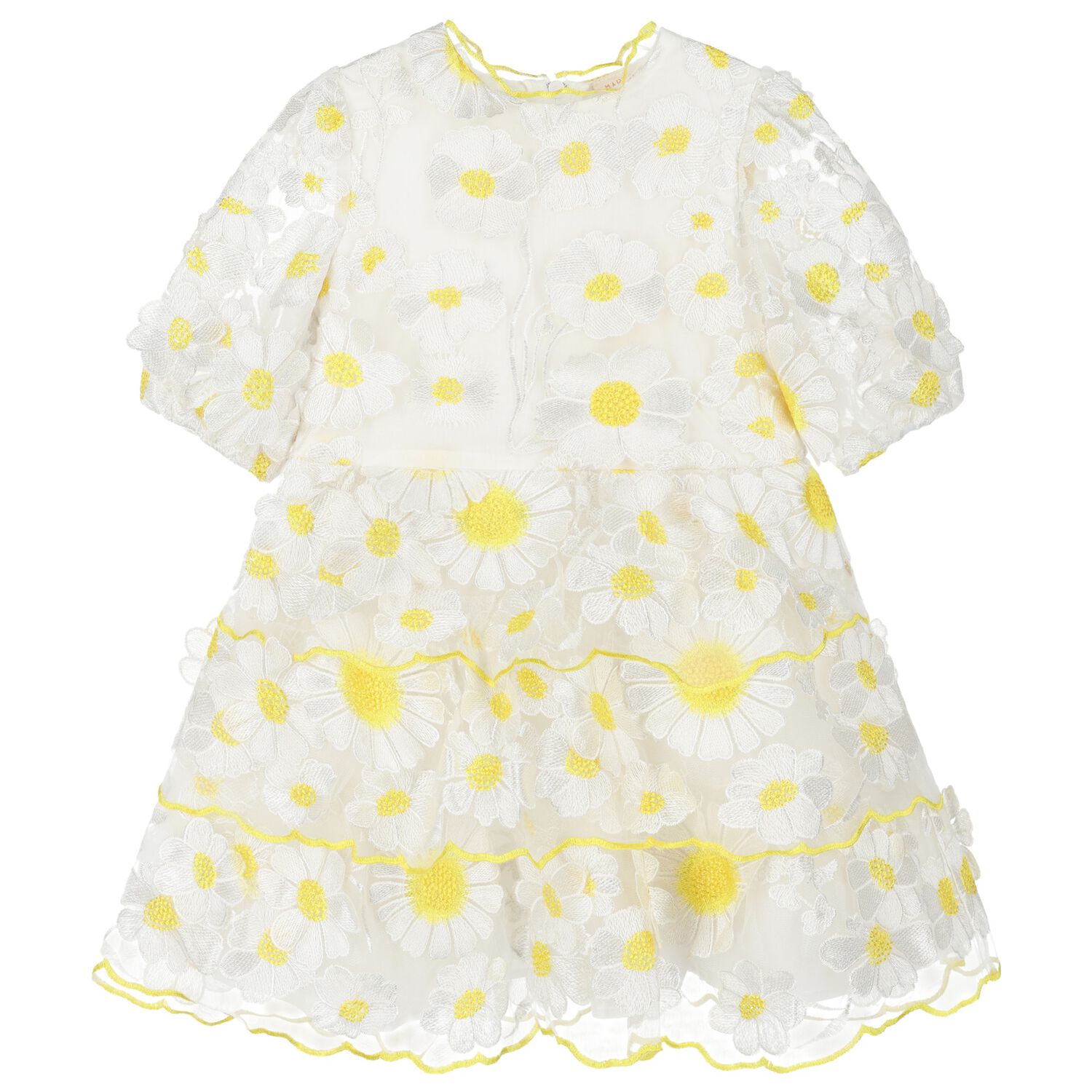 Girls Ivory & Yellow Floral Dress, 1, hi-res