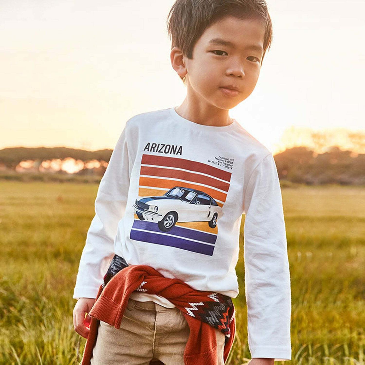 Boys Ivory Car Long Sleeve Top, 1, hi-res