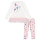 Girls Pink & Ivory Jewel Leggings Set, 1, hi-res