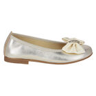 Girls Gold Bow Ballerina Shoes, 1, hi-res