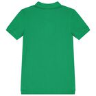 Boys Green Polo Bear Polo Shirt, 1, hi-res