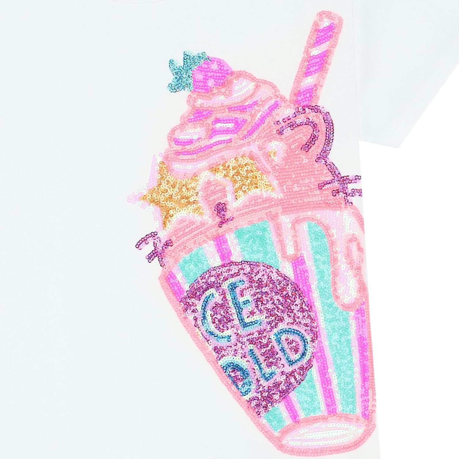 Girls White Sequins T-Shirt, 1, hi-res