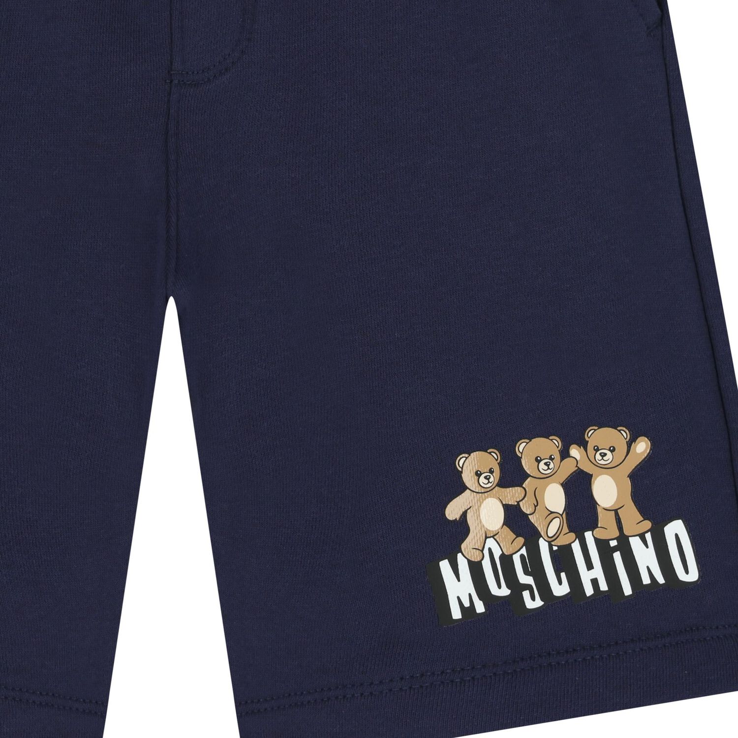 Boys Navy Blue Teddy Bear Logo Shorts, 3, hi-res