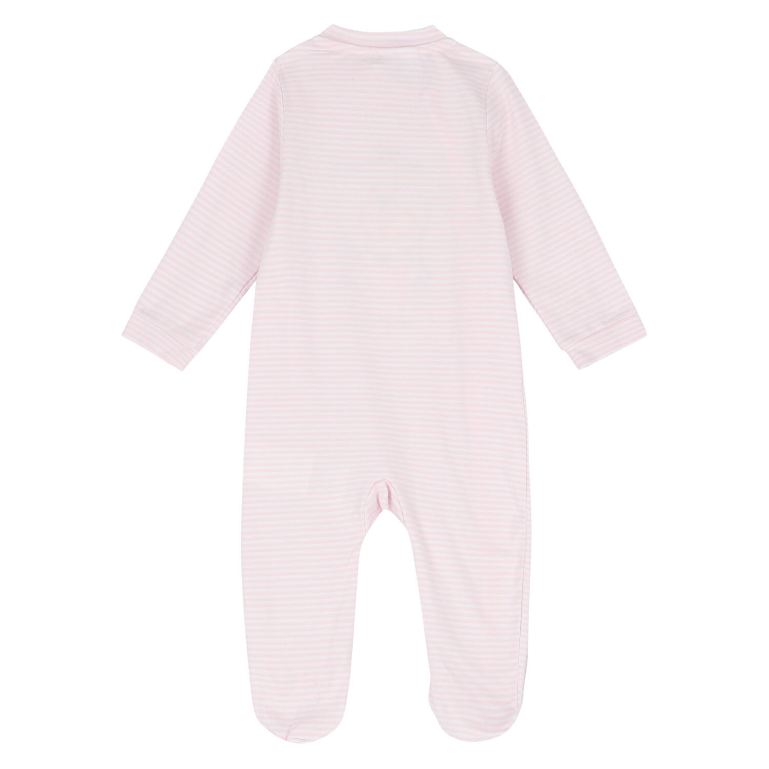 Baby Girls Pink Striped Teddy Babygrow, 2, hi-res