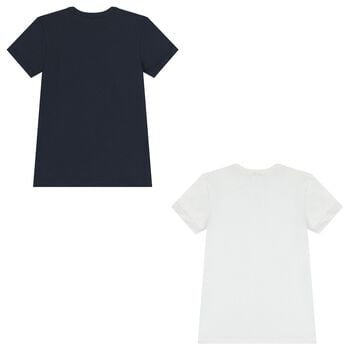Boys White & Navy Blue T-Shirts ( 2-Pack )