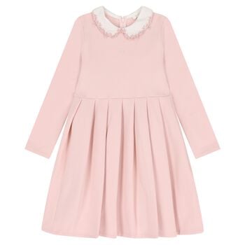 Girls Pink Pleated Dress