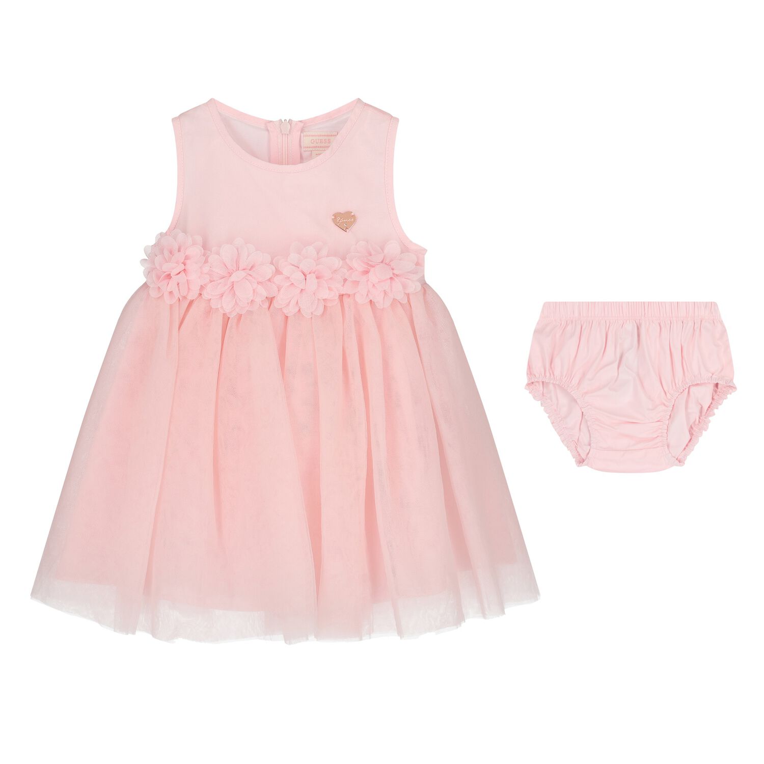 Baby Girls Pink Tulle Dress Set, 1, hi-res