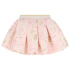 Girls White & Pink Logo Skirt Set , 1, hi-res