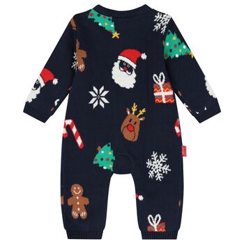Navy Blue Knitted Festive Romper