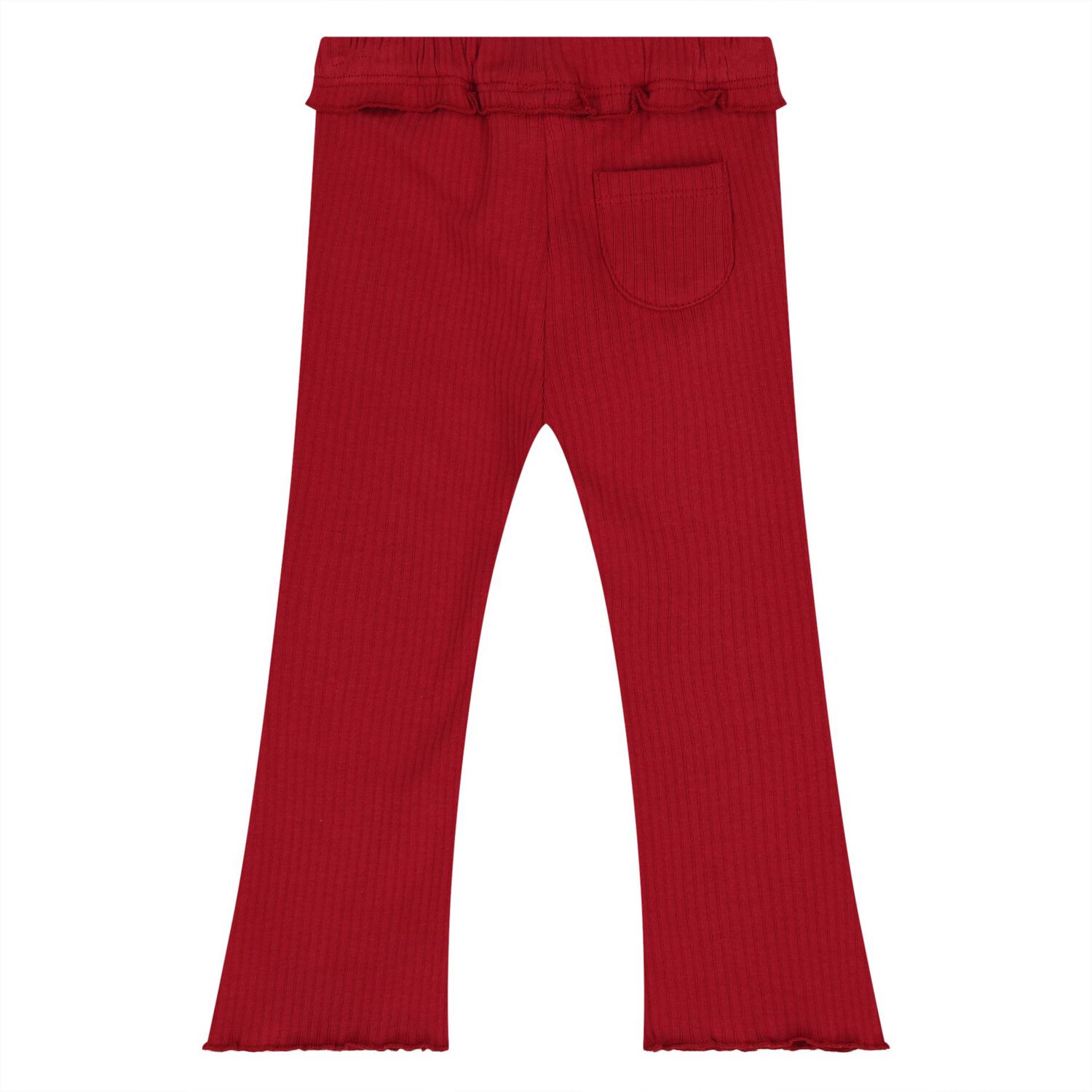 Younger Girls Red Ribbed Leggings, 1, hi-res
