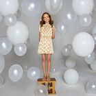 Girls Beige & White Logo Dress, 1, hi-res