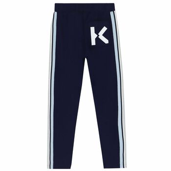 Girls Navy Logo Leggings
