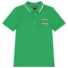 Boys Green Logo Embroidery Polo Shirt, 1, hi-res