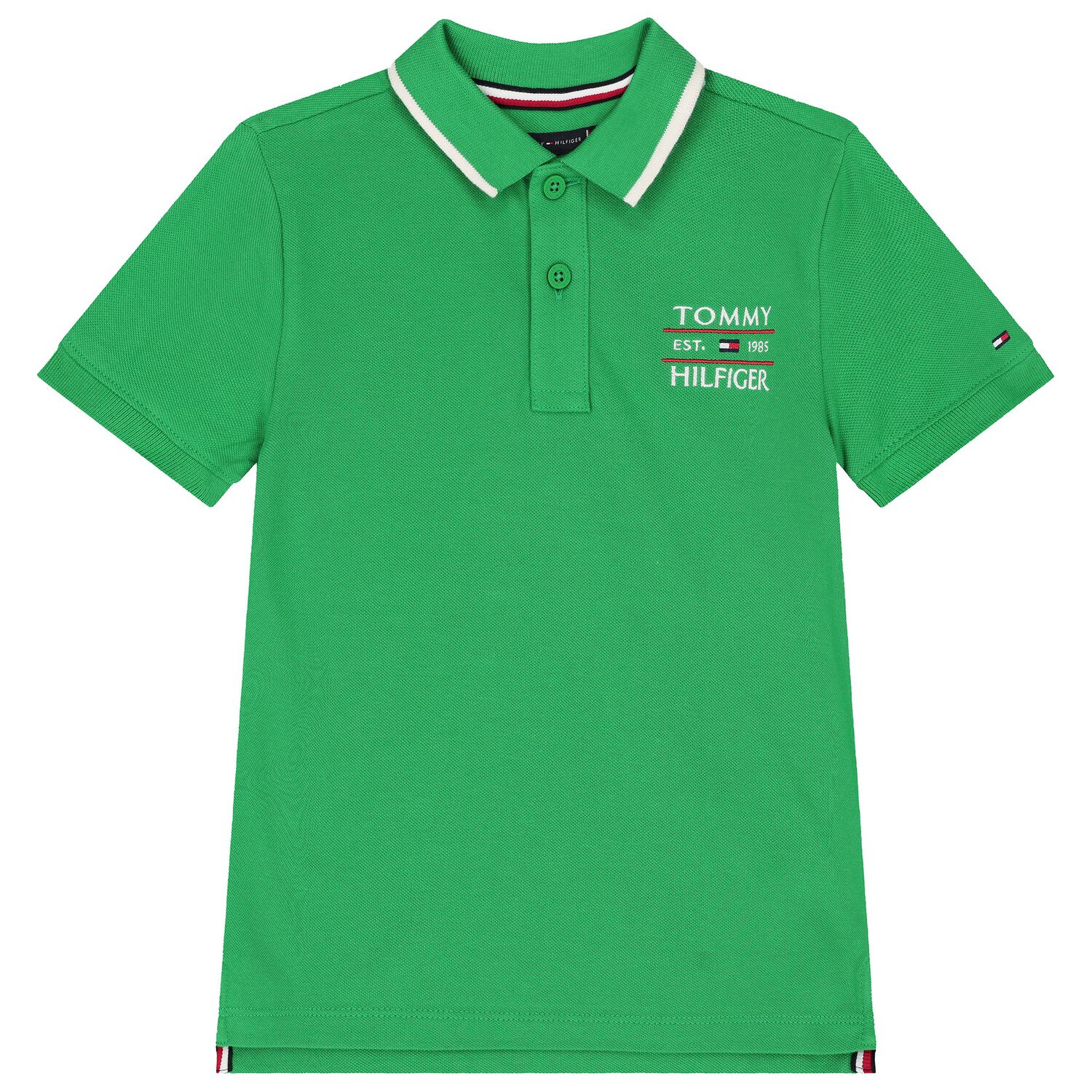 Boys Green Logo Embroidery Polo Shirt, 1, hi-res