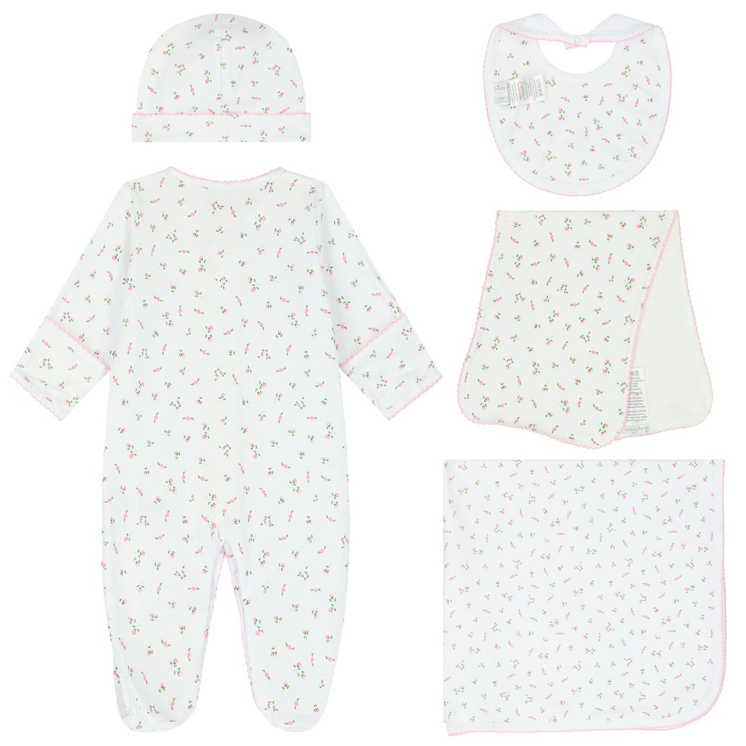 Baby Girls White & Pink Babygrow Roses Gift Set, 1, hi-res image number null