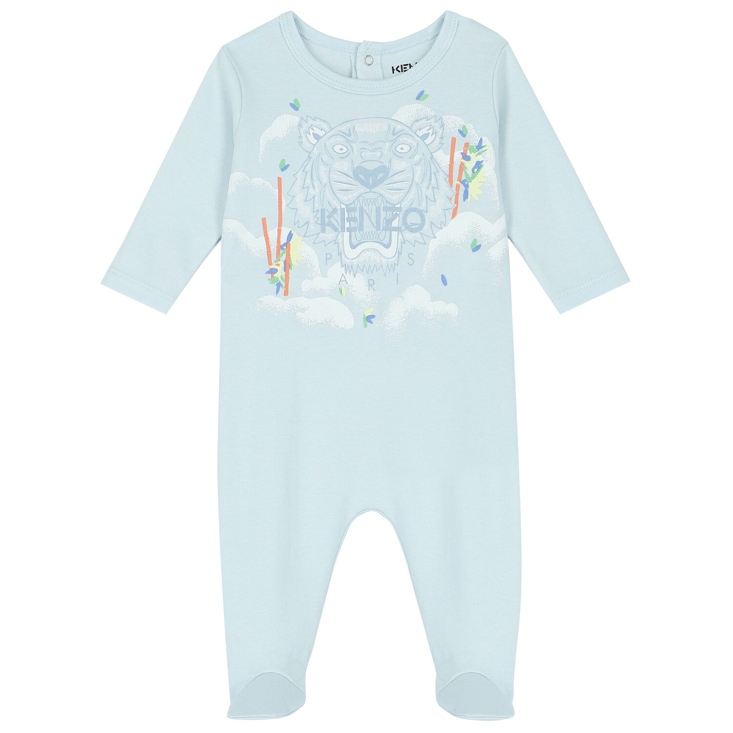 Baby Boys Blue Tiger Logo Babygrow, 1, hi-res